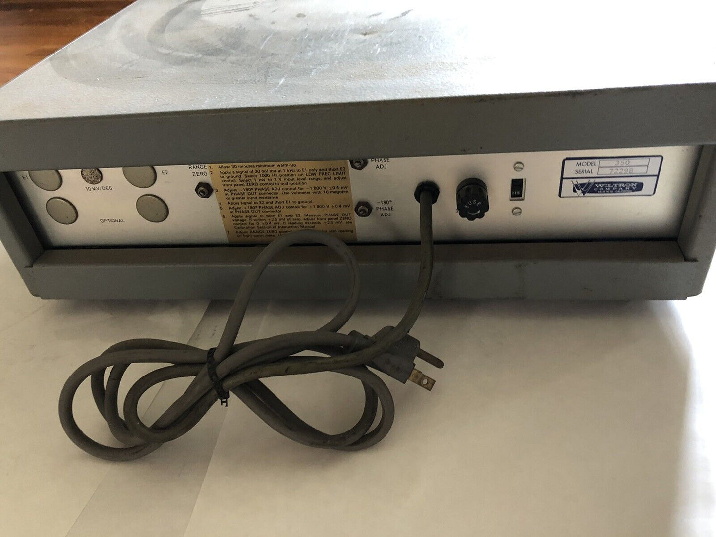 Wiltron 350 Phase Meter, 120 Vac ,Ev