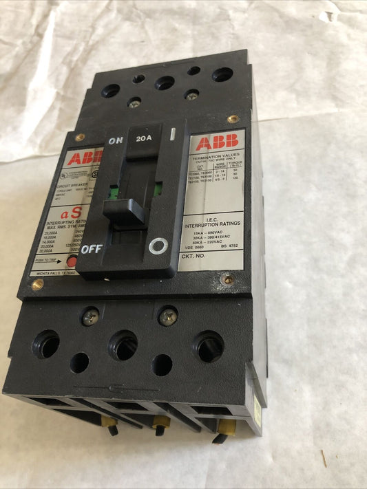 Abb Es,20A,Abb Mf726789,3P,As Lr90467 Cu7al,Uxab 727131 R 103 Circuit Breaker,Eb