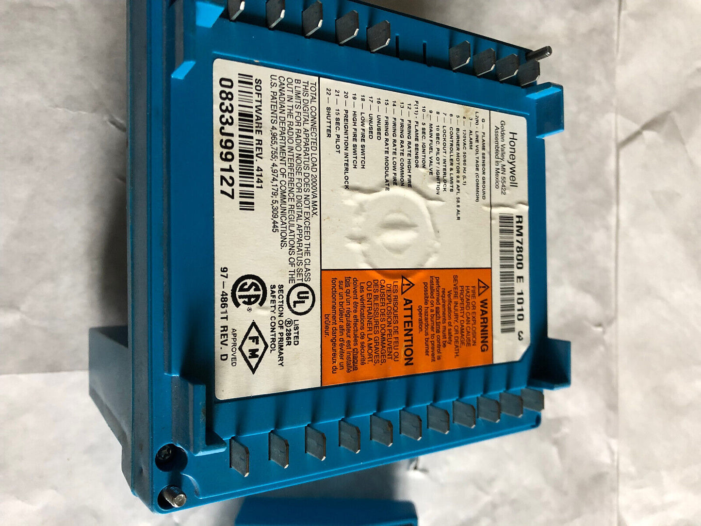Honeywell Rm7800e 1010,Rm7800e1010 Burner Control Rm7800 E 1010 (Excellent),Bv
