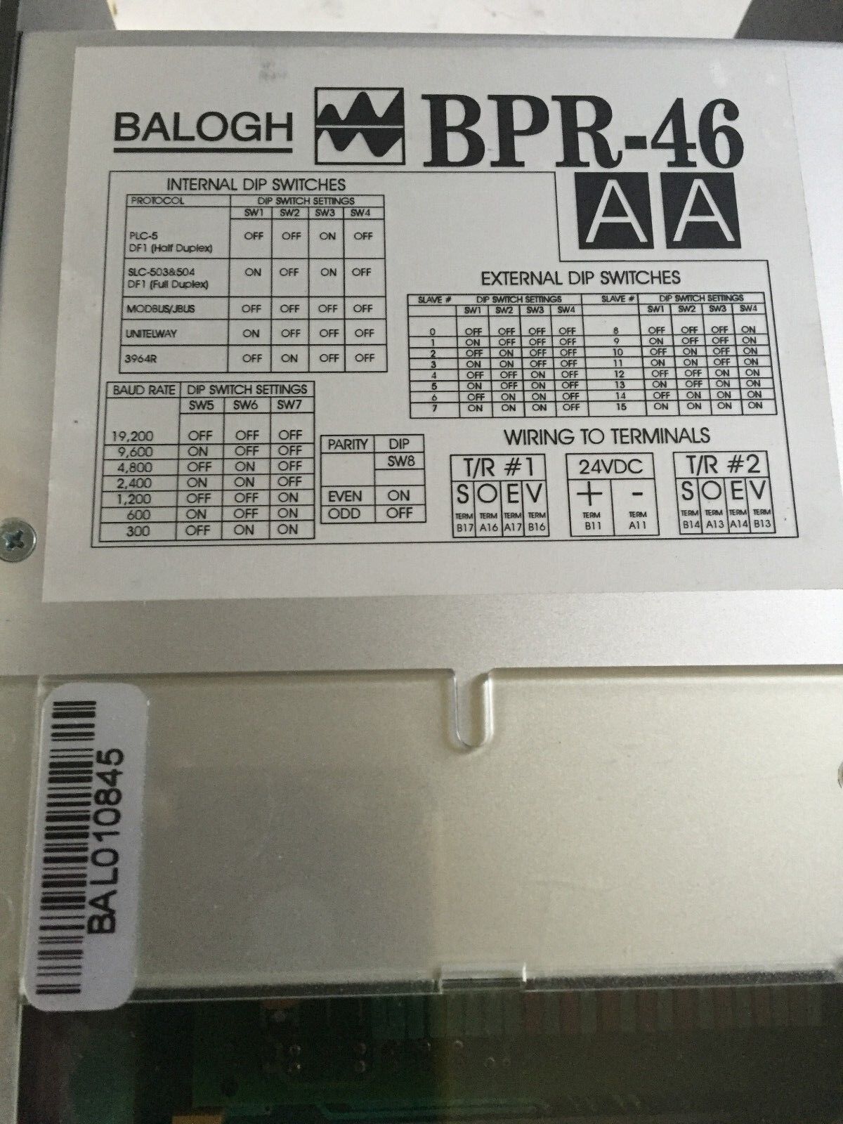 New Balogh Bpr-46 Interface Rfid Programmable 24Vdc Bpr-46Aa,Bs