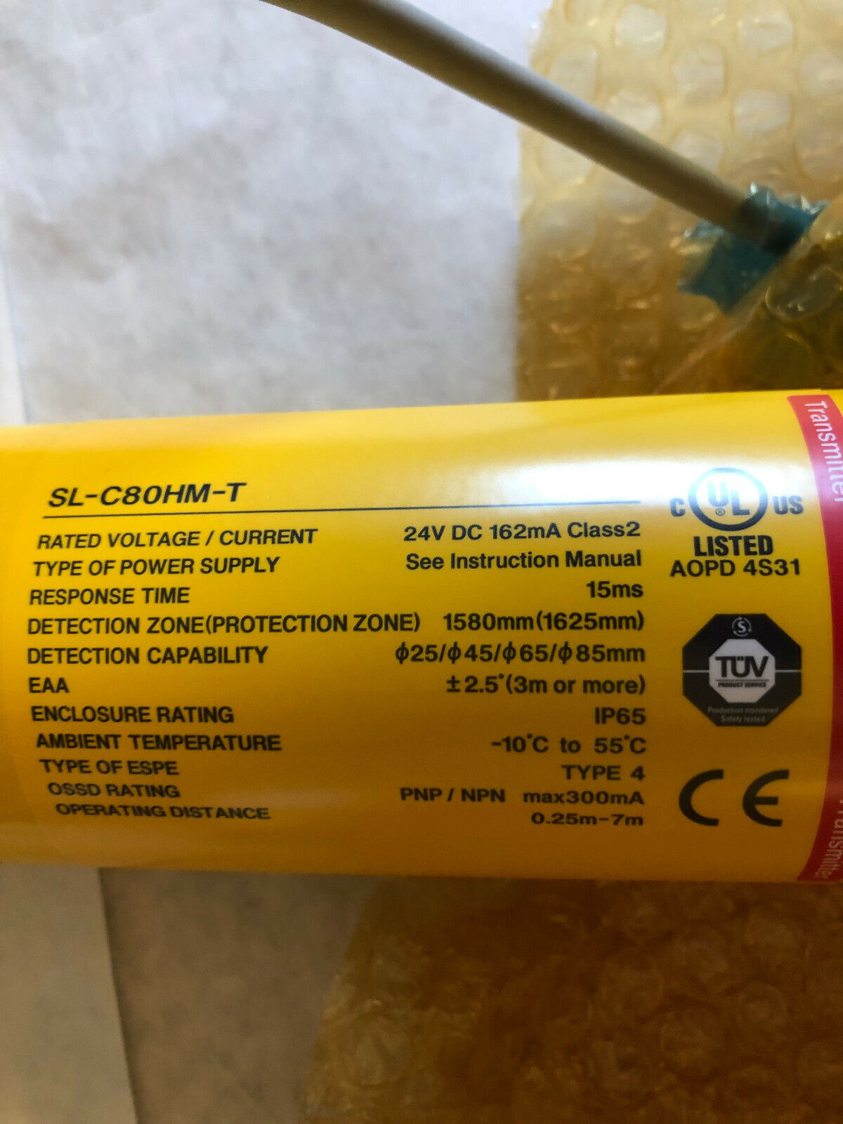 Keyence Sl-C80hm-R,Sl-C80hm-T,Sl-C80hm Safety Light Curtain Set,24Vdc,1580 Mm,Tf