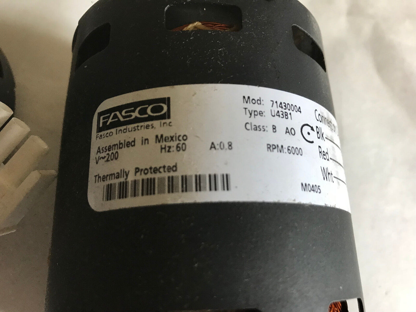 New Fasco 71430004 Ac Motors, 200Vac,6000-Rpm,Type:U43b1,Ej,Aa,Aj