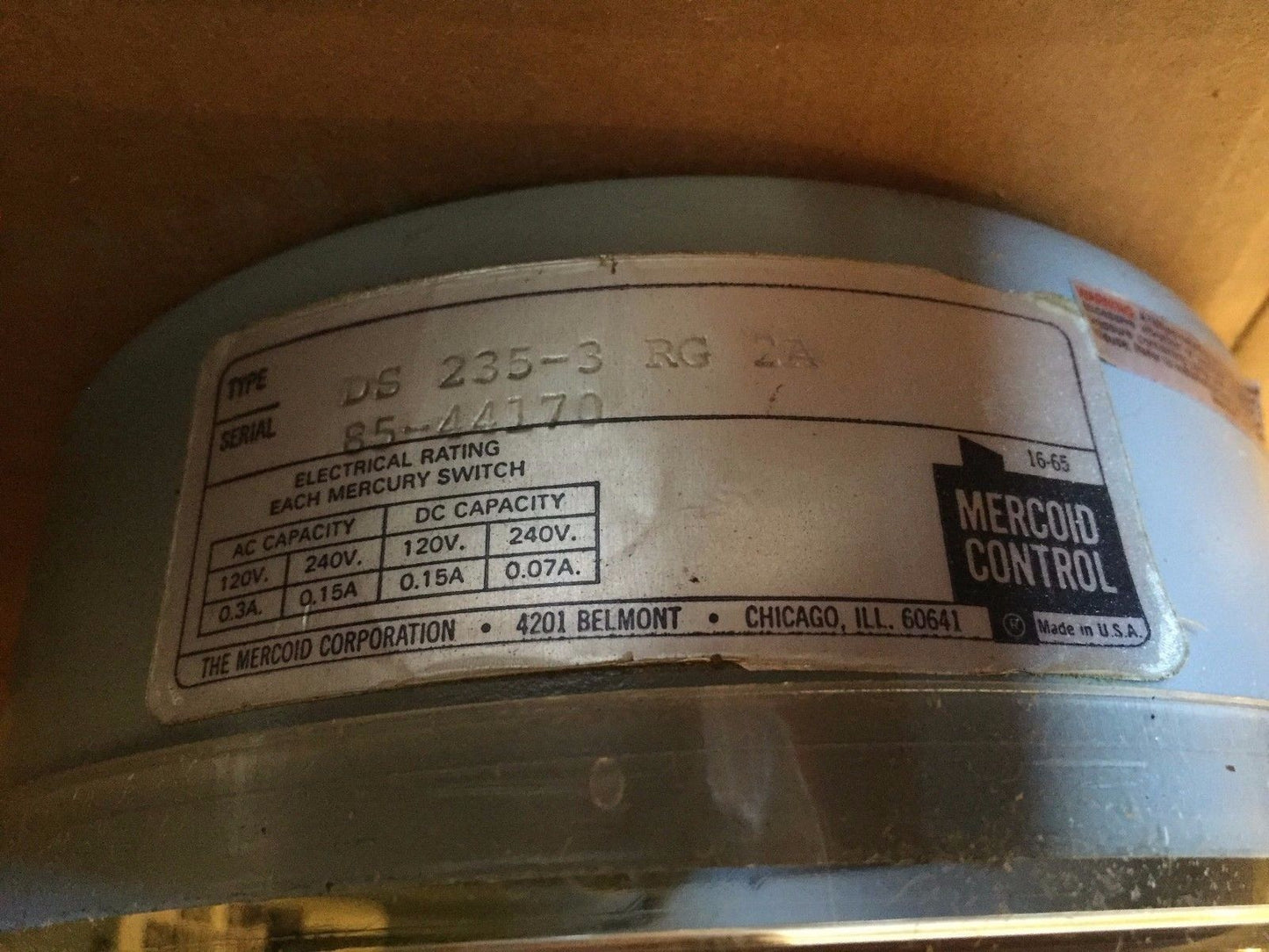 New Mercoid Ds-235-3 Rg 2A ,Mercoid Control Ds-235-3 Rg-2A Plc Flow Meter,Dj