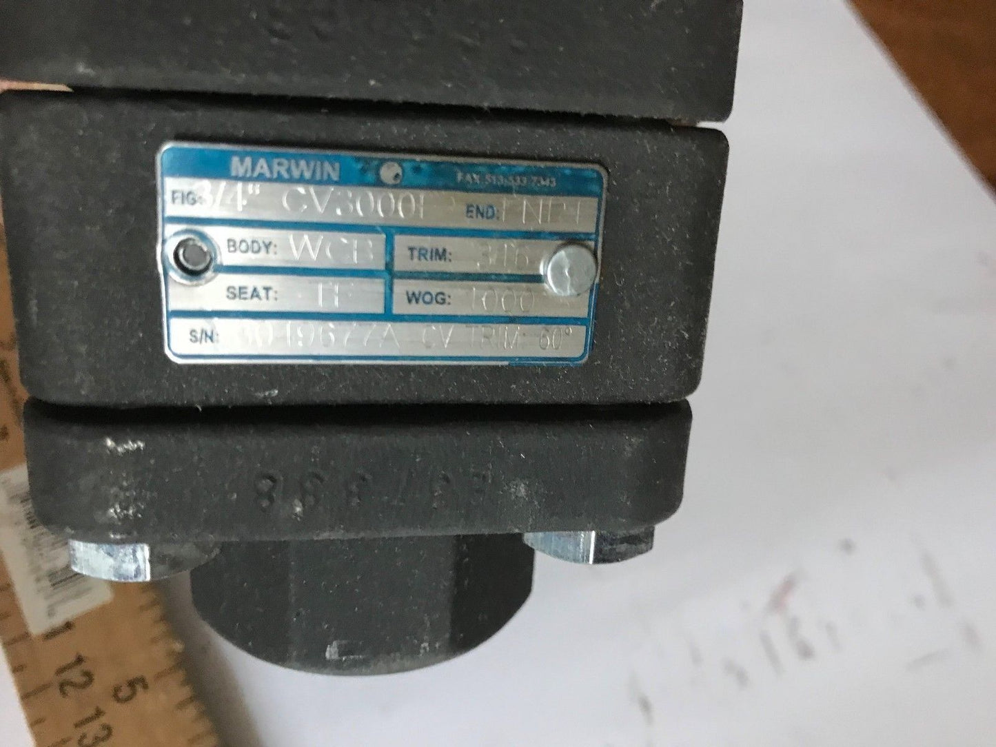 Marwin Cv3000f V Ball Control Valve,3/4" Cv3000f 3/4" 1000 Seat,Eh