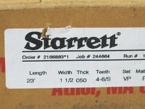 2 Starrett Powerband M-42 1 1/2X.050X4-6/S,99697-23,Bandsaw Blade,23'X1-1/2",By