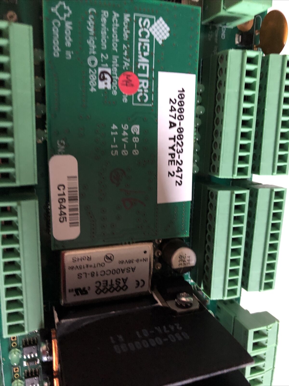 Sciemetric 10000-0023-2472,Actuator Interface,Revision 2.13. Model 247A 01 R1,Dg