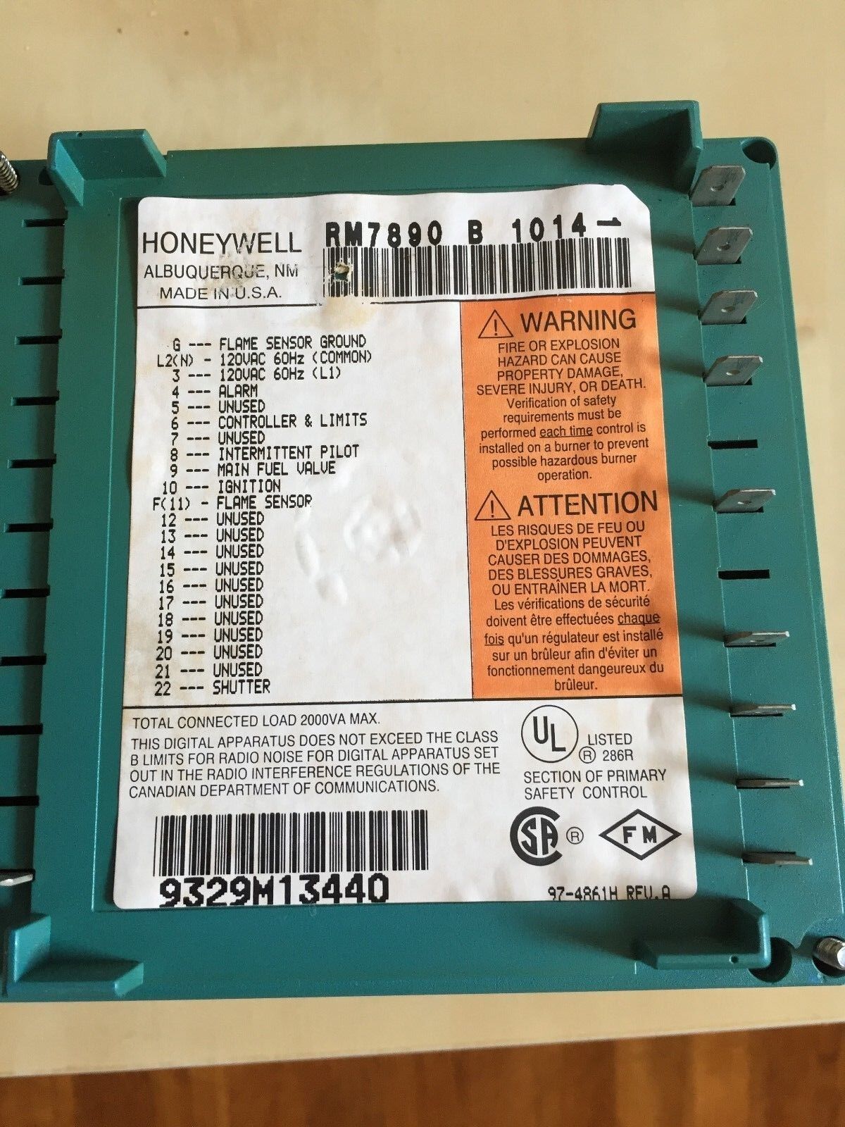 1 Set Honeywell Rm7890b1014,R7847b1031,Q7800a1005 Burner Controller,Sf