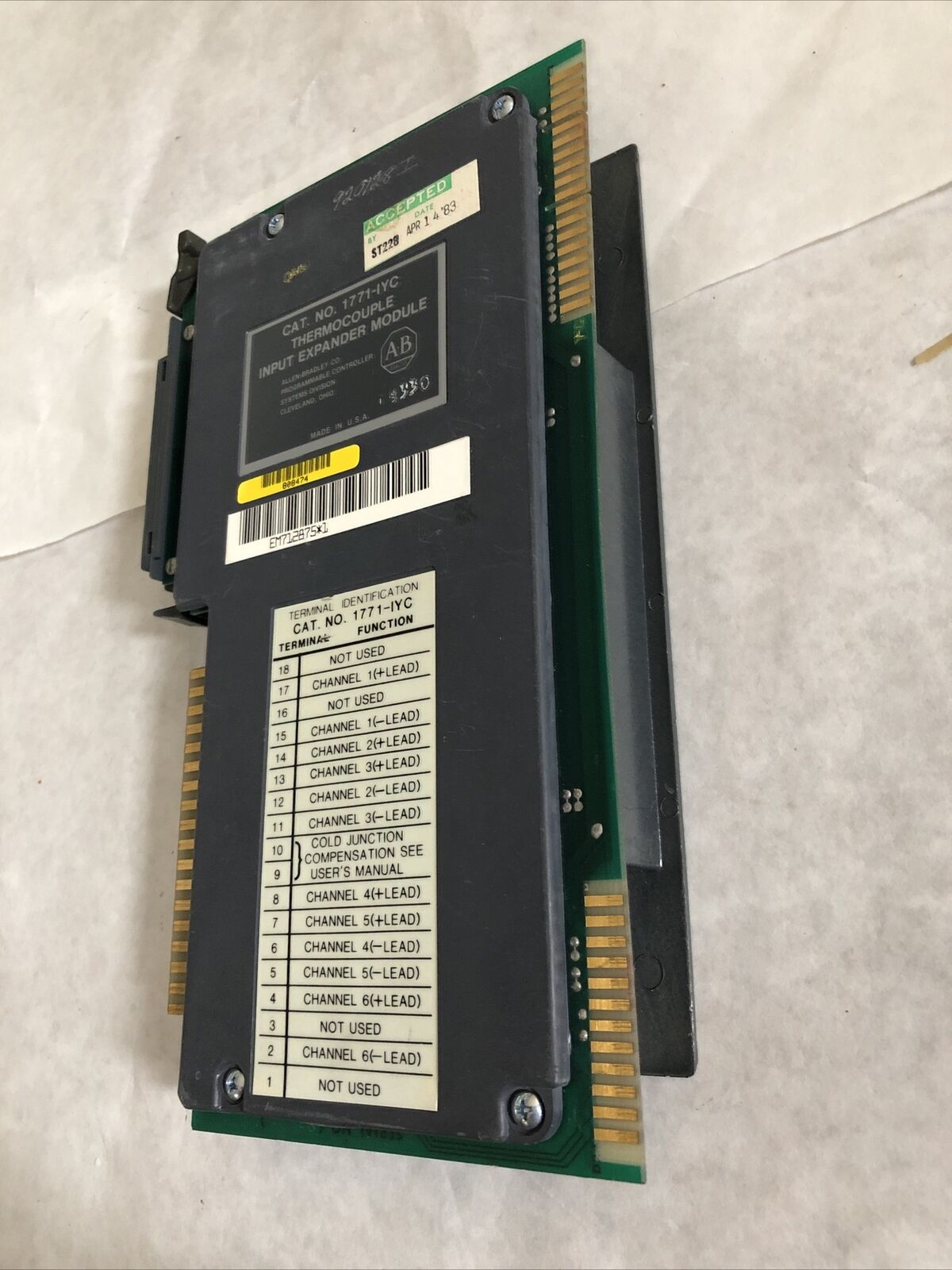 A-B 1771-1Yc,Allen Bradley 1771-Iyc Thermocouple Input Expander Mod.,Dc