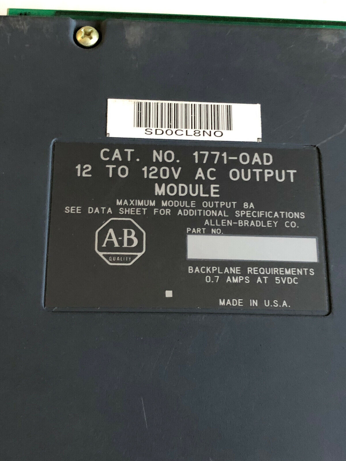 Allen Bradley 1771-Oad,1771-0Ad 12 To 120V Ac Output Module,Ar