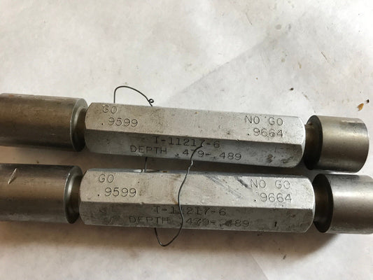 Lot 2 The Pipe Machinery 9599 Inspection Gage Go No Go Plug Gage .9599 .9664,Ag