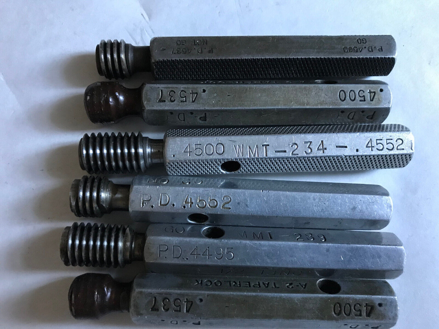 Lot 6 Go No Go .4537,.4552,.4495,.4500,1/2"-13 Lh & Rh Thread & Plug Gauges,Sb