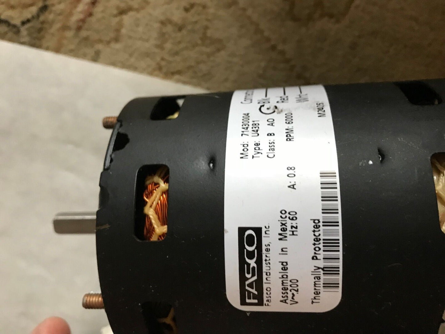 New Fasco 71430004 Ac Motors, 200Vac,6000-Rpm,Type:U43b1,Ej,Aa,Aj