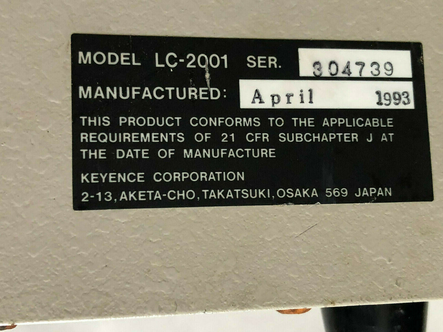 Keyence Lc-2001 Corp Laser Displacement Meter Lc-2001 (Excellent Condition),Sj