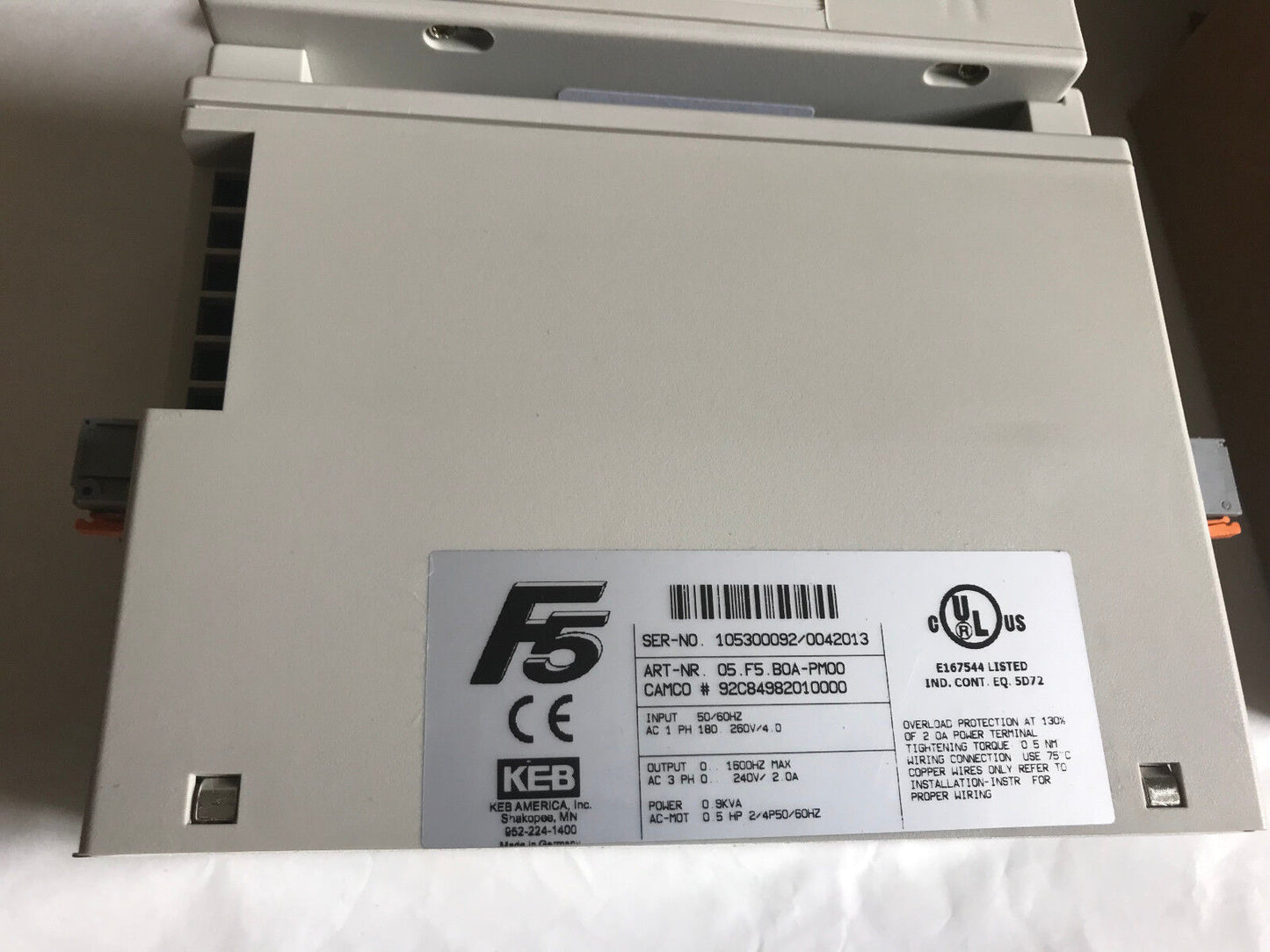 New Keb F5 05.F5.Boa-Pm00 Combivert 05.F5.Boa-Pmoo 0.9 Kva,05.F5.B0a-Pm00,By