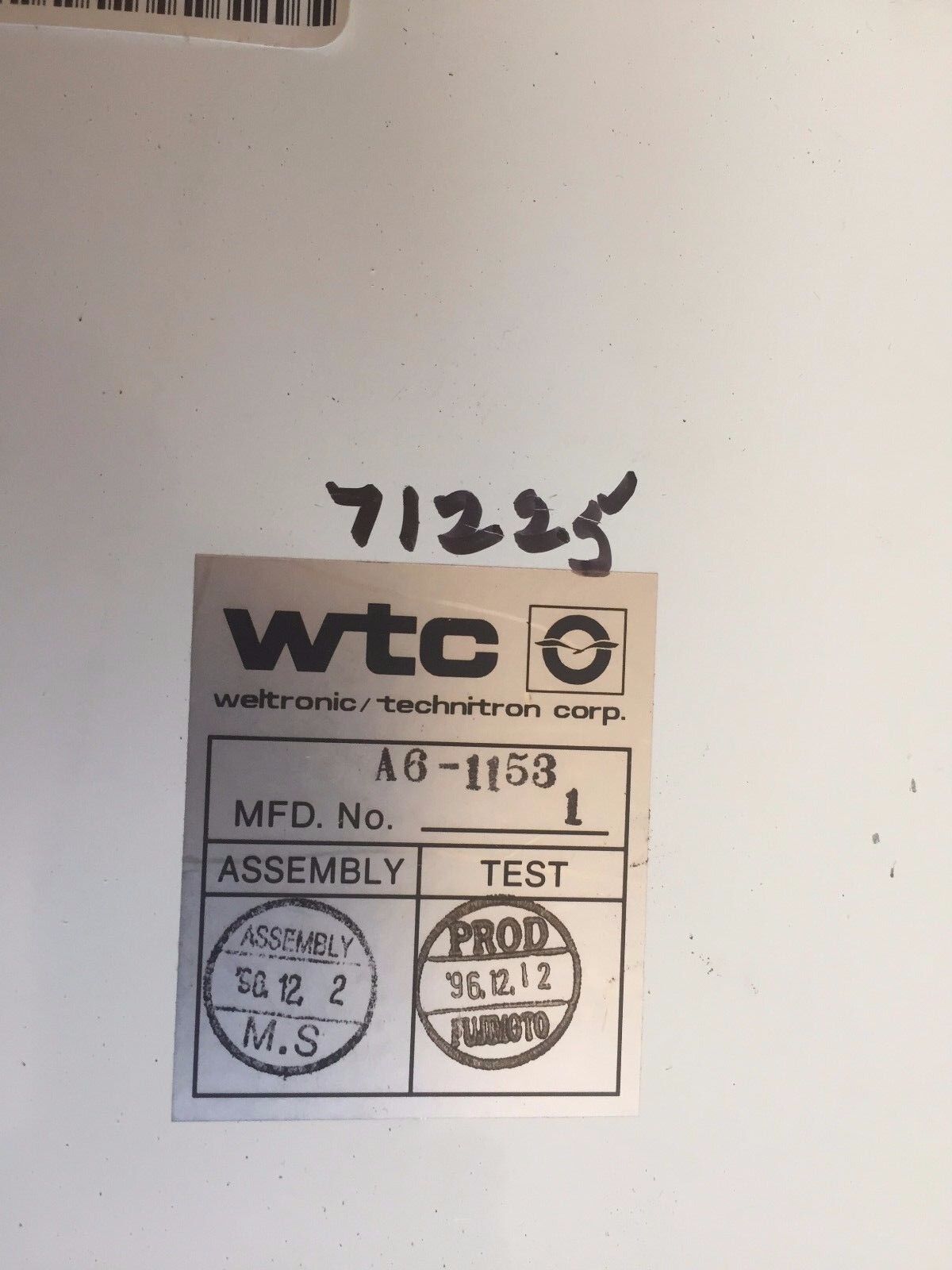 Wtc U60-D01a,94B08-400-0,Wtc A6-1153 Dio Converter,Prog No S180-V1.0,S4,Tn,Eb