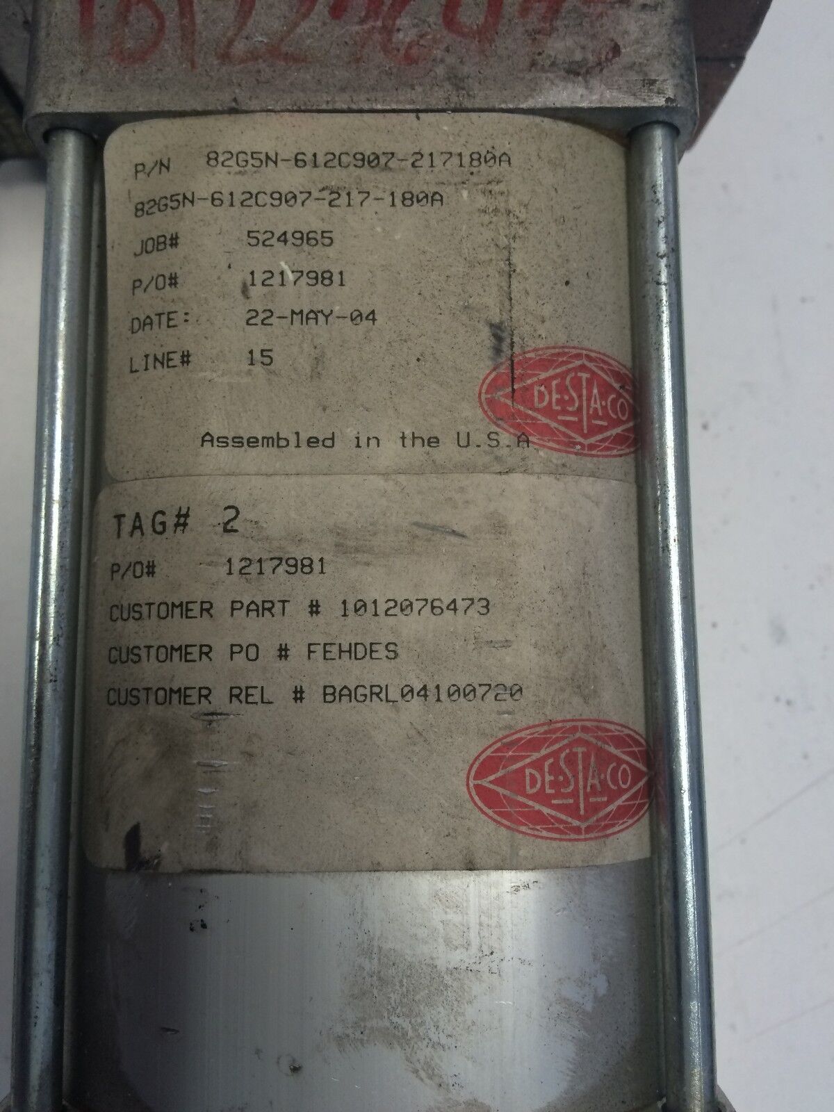 New Destaco 82G5n-612C907-217180A Clamp,Parker P82g50-3100U, 76Mm Stroke,Aj