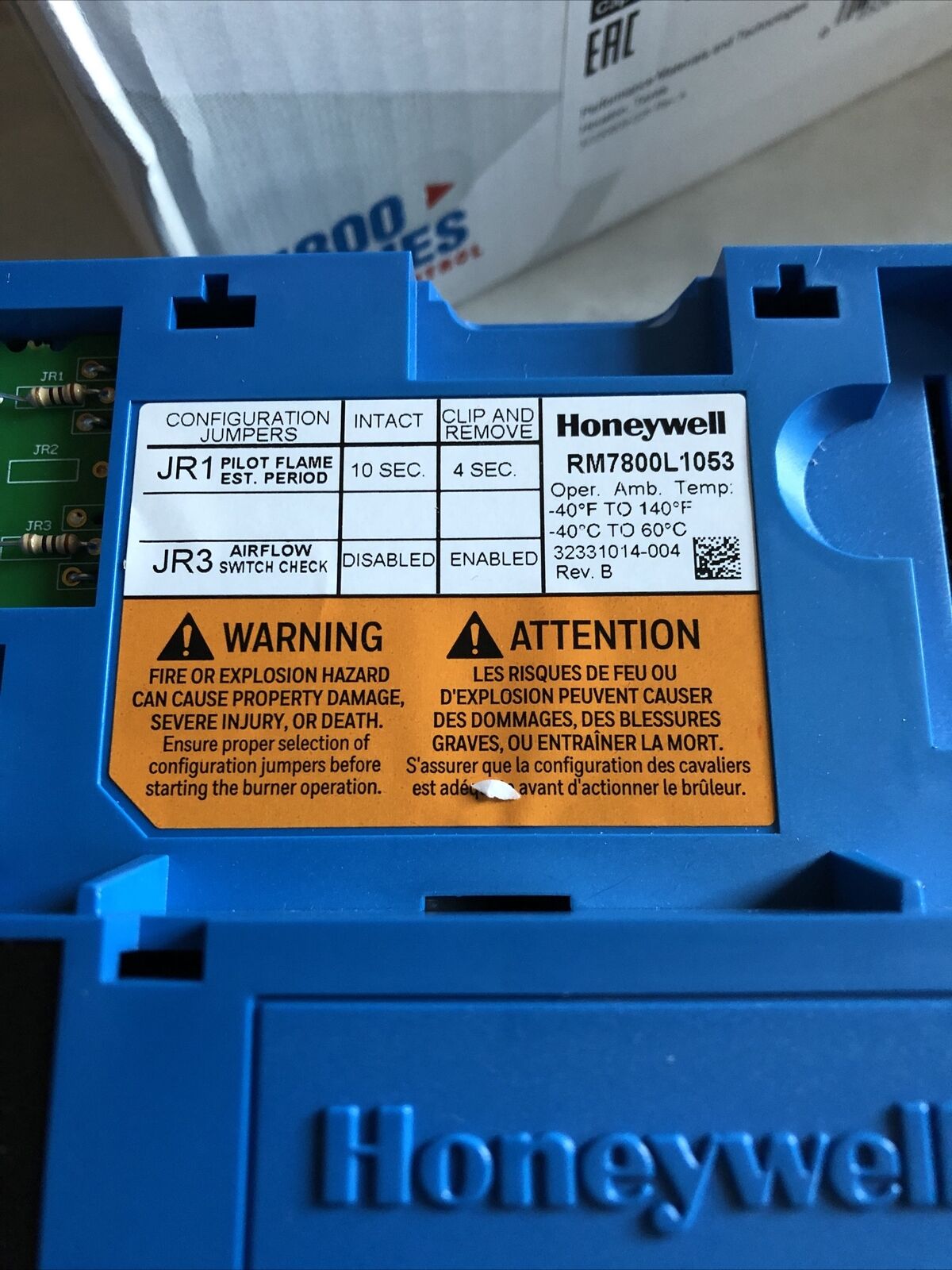 New Honeywell Rm7800 L 1053 Burner Control,Honeywell Rm7800l1053,S7800a1001,Ek
