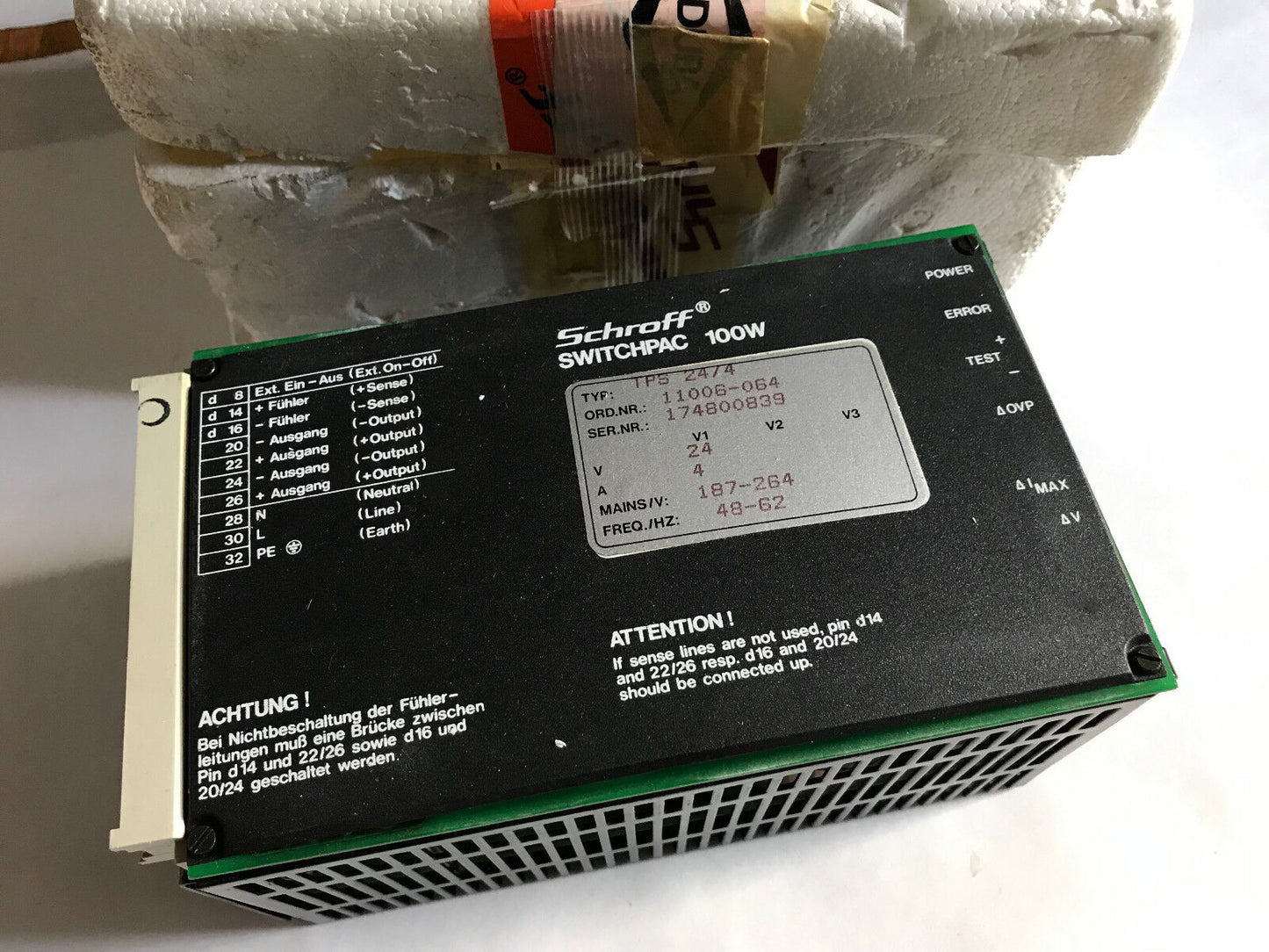 New Schroff Tps 24/4,24Vdc Switchpac 100W Power Supply Tps 24/4,11006-064,Sh
