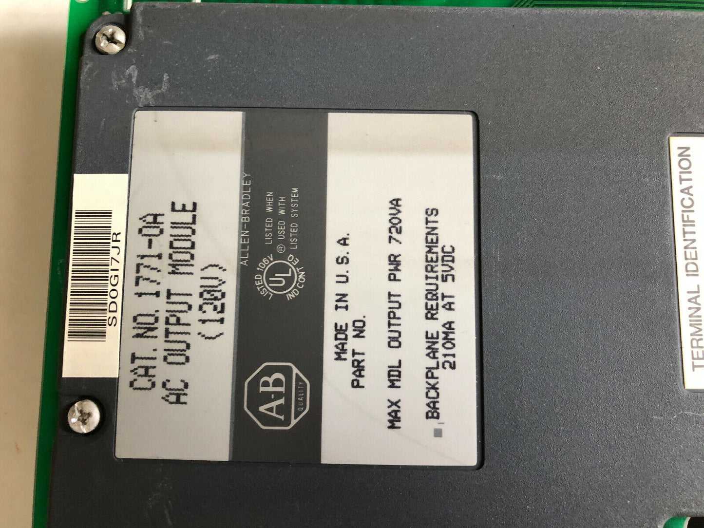 Allen Bradley 1771-Oa Ac Output Module 1771-0A,1771Oa,Ew