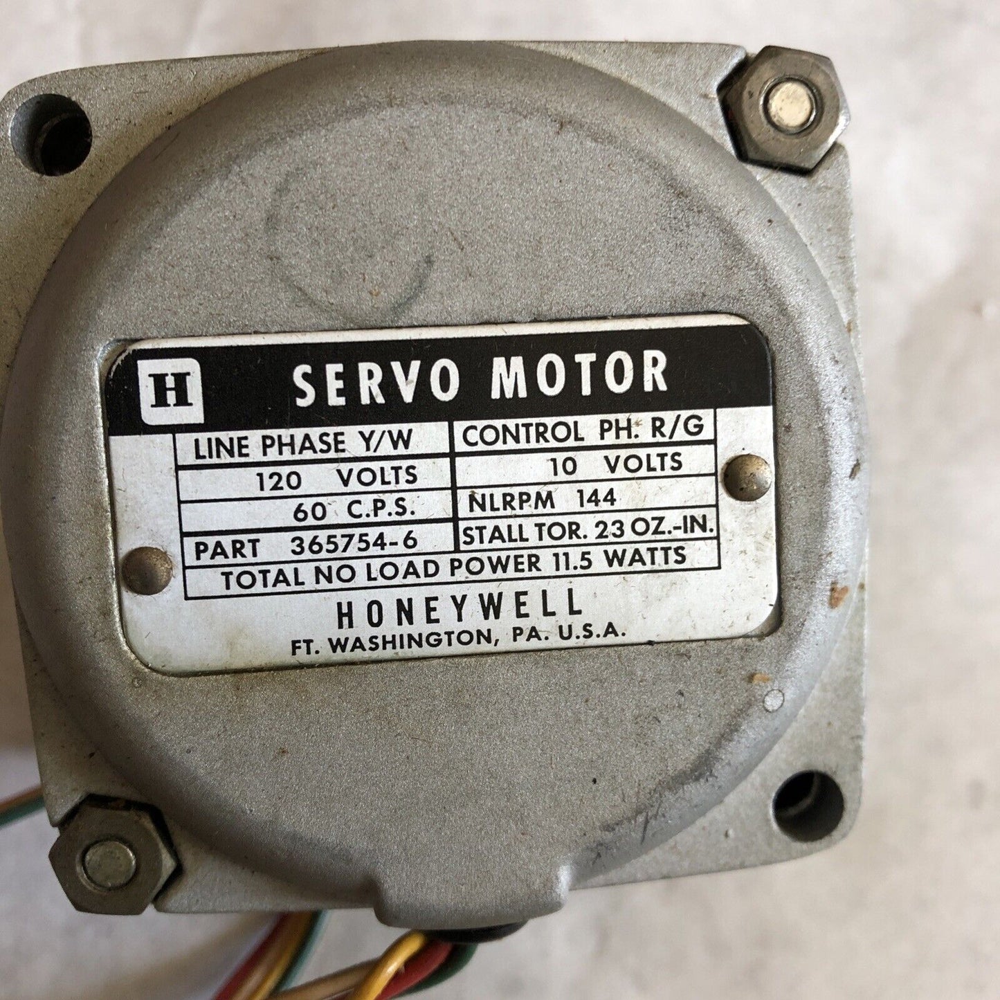 Honeywell 365754-6,3657546 Servo Motor 120V 60Cps 11.5W Gear Ratio 10:1,Ec