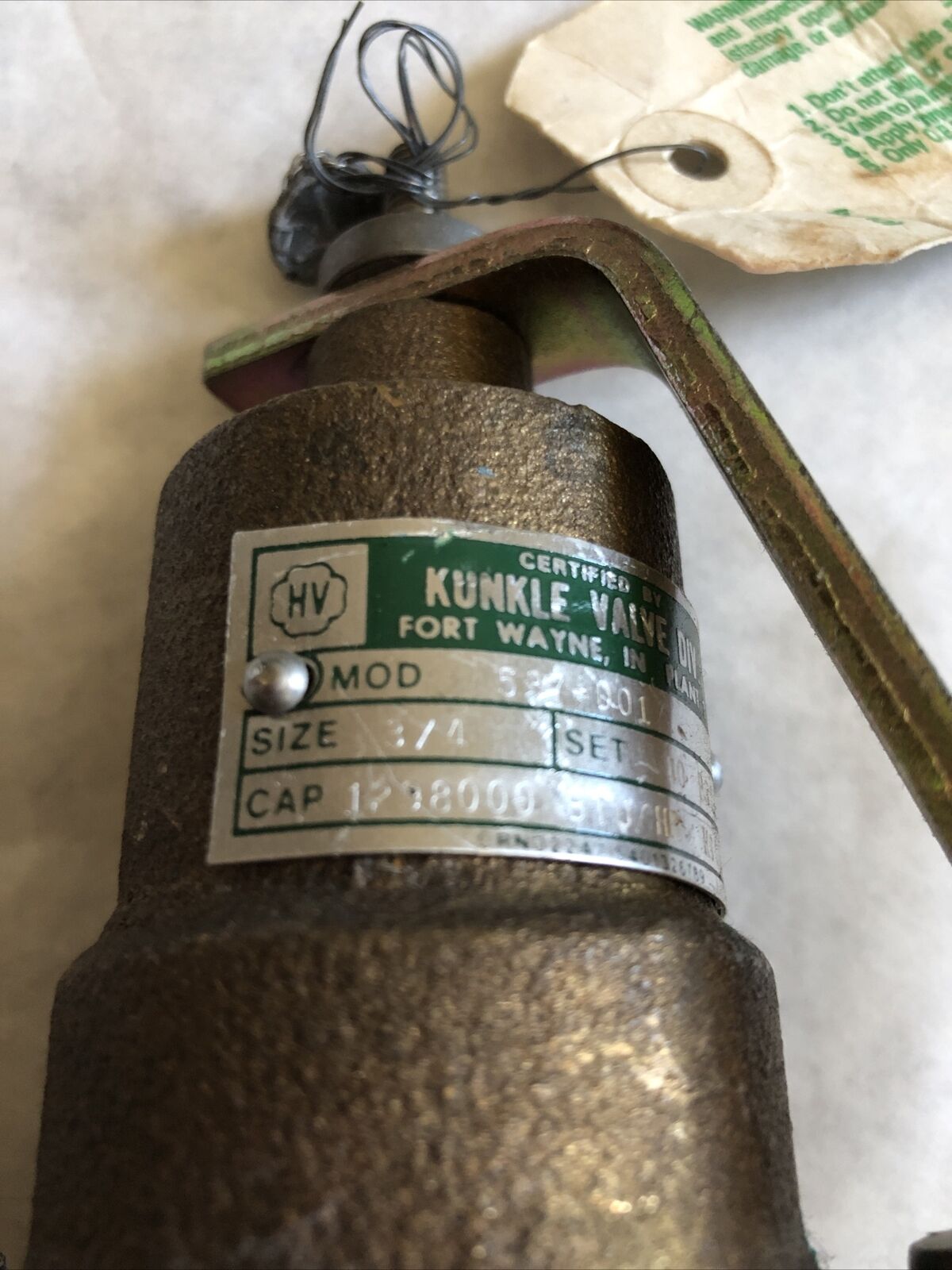 New 3/4" Kunkle 537-001 Safety Relief Valve Set 40 Psig,Fj