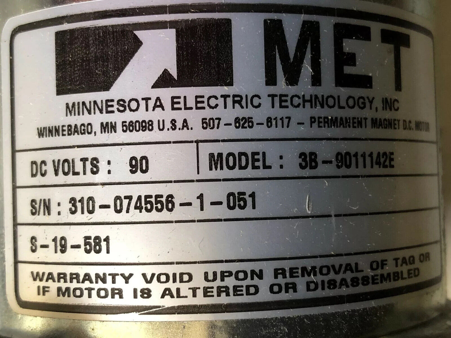 New Met 3B-9011142E Minnesota Elec Tech,Dc Volts 90,S-19-581,Tc