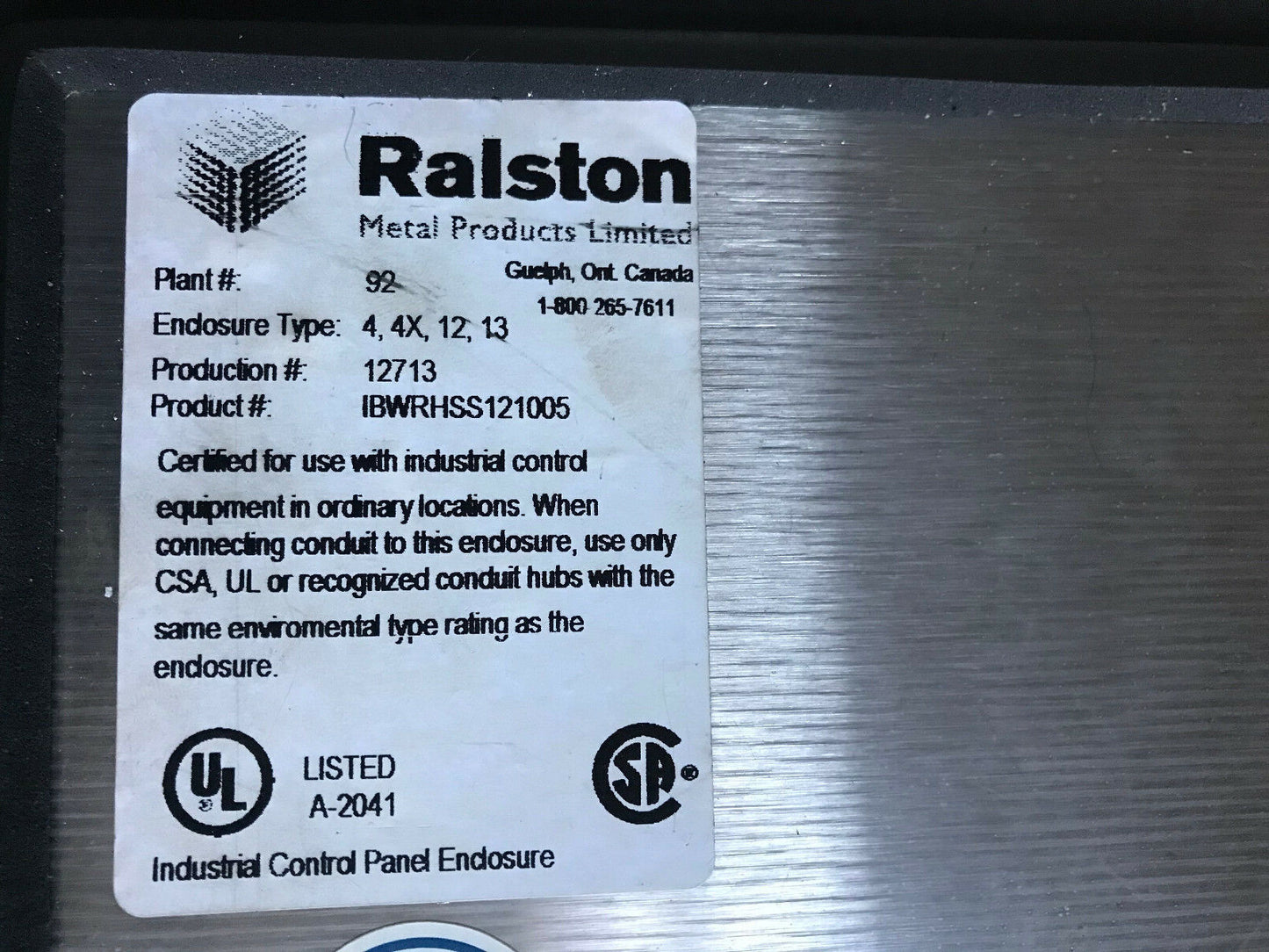 Ralston Ibwrhss121005 Stainless Steel Enclosure Electronics,266N24,Pineberry,Sd