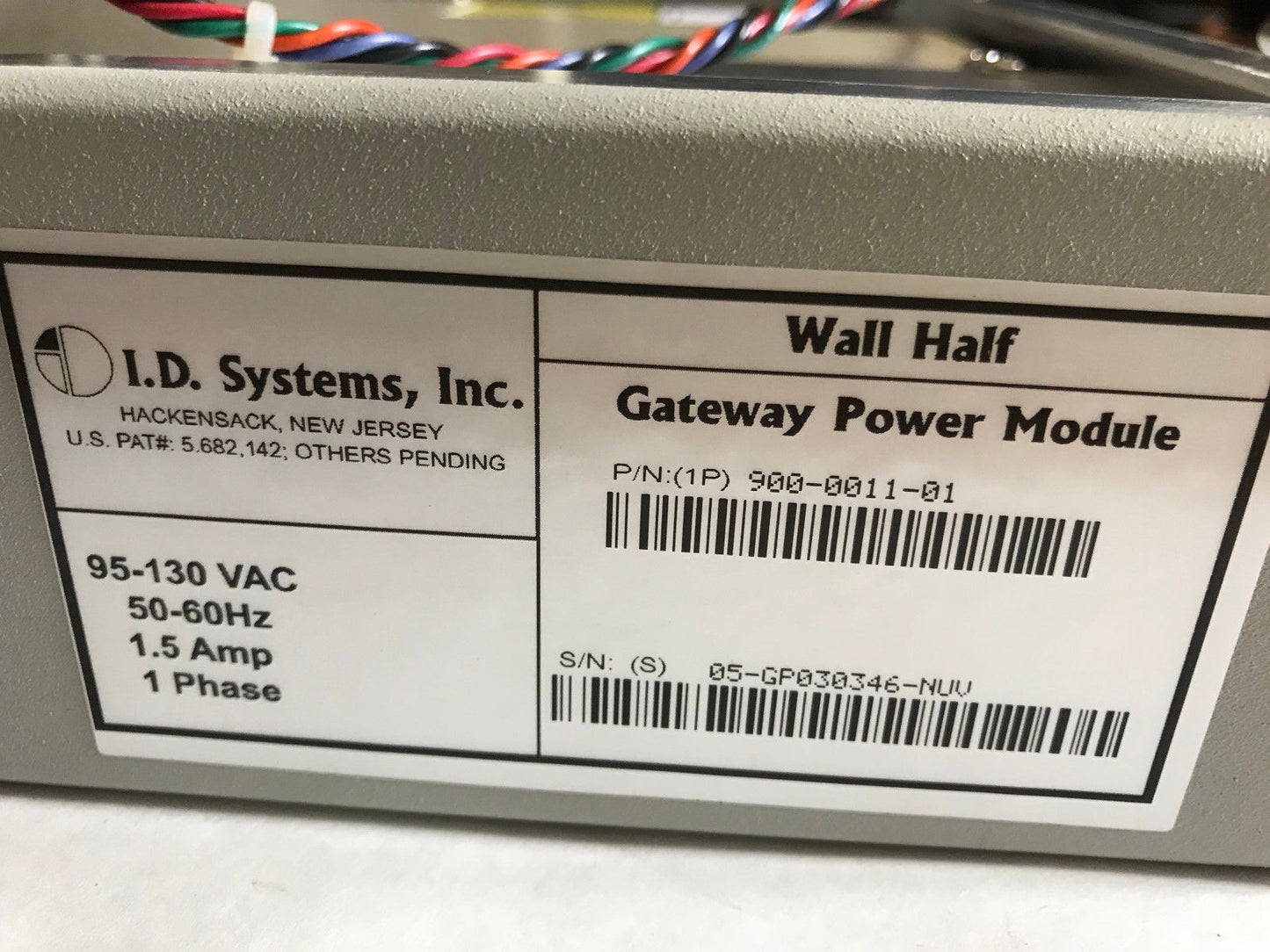 I.D. Systems 900-0011-01 Gateway Power Module Wall Half 95-130Vac 1.5 Amp,Sa
