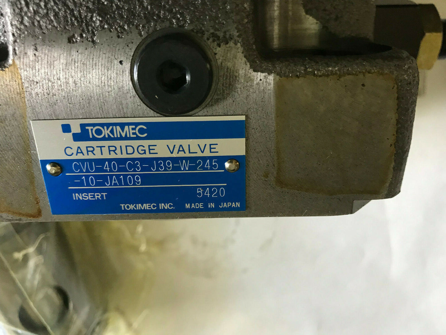 Tokimec Cvu-40-C3-J39-W-245-10-Ja109,Epcg2-01-21011 Hydraulic Cartridge Valve,Ah