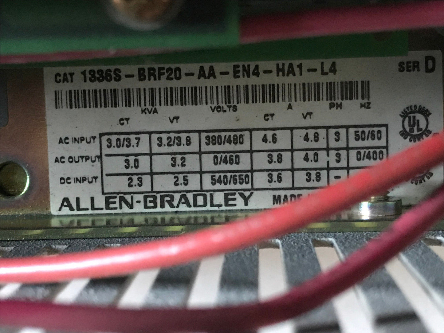 Allen Bradley 1336S-Brf20-Aa-En4-Ha1-L4 Motor Drive 1336-L4 5Vdc 1336S-En4,Et