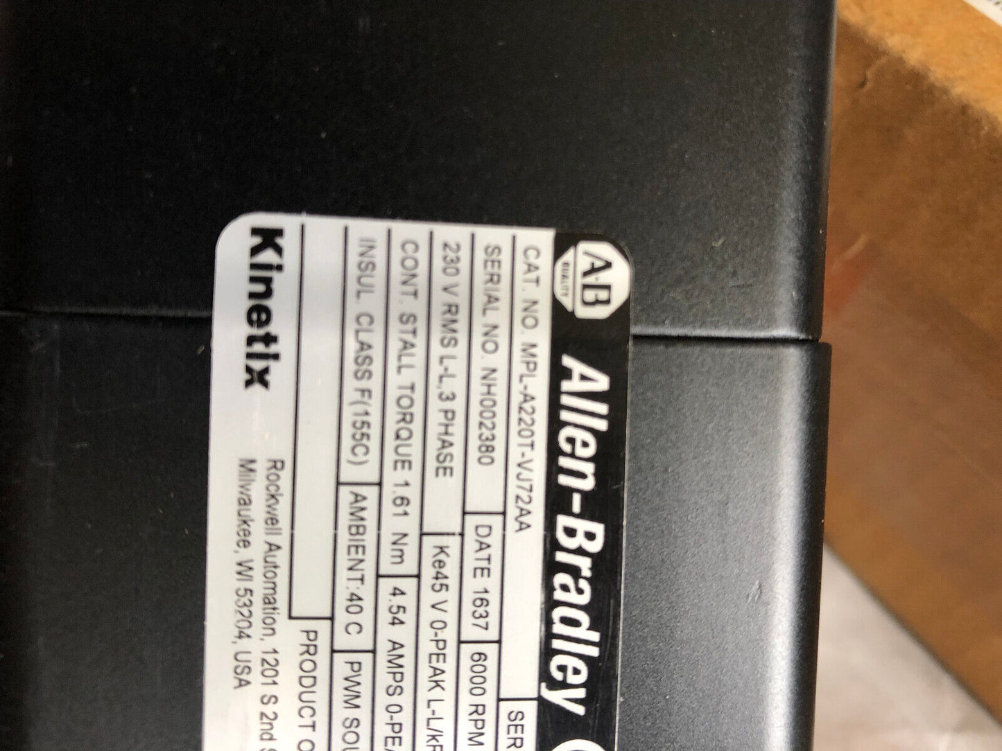 New Allen Bradley Mpl-A220t-Vj72aa Kinetix Servo Motor,Mpla220tvj72aa,Ay
