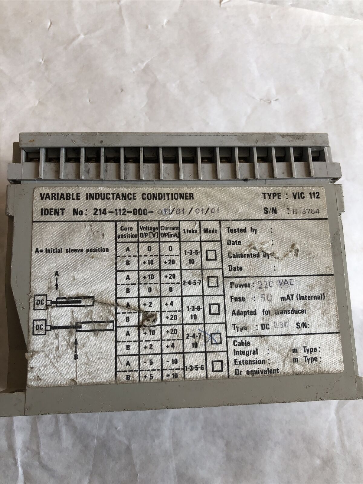 Vibro Meter Vic 112,Variable Inductive Conditioner 214-112-000,214112001 012,Bz