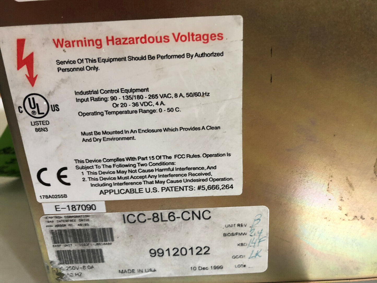 Nematron Icc-8L6-Cnc Operators Pc Control Panel  Controller,Ti