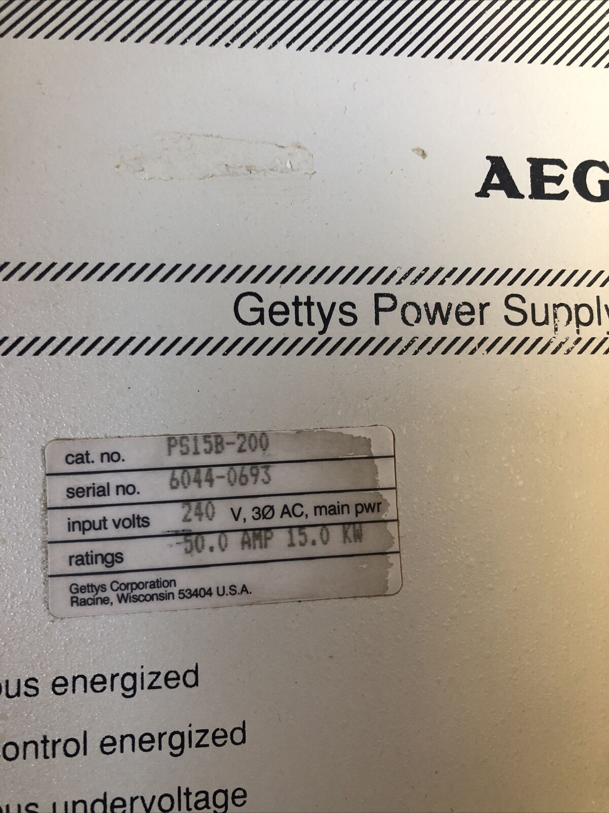 New Aeg Ps15b-200 Elwood Gettys Power Suppy Ac Servo,Gettys 156-Ps15b200,Fa