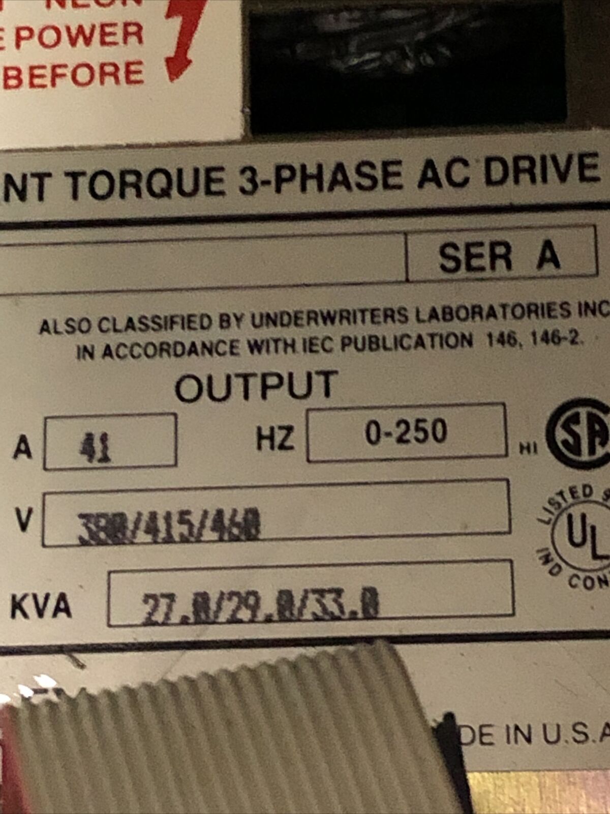 Allen Bradley 1336-B025-Ecf-L2 Ac Drive,3-Ph,460 V,33 Kva 1336-B025edfl2,Bq