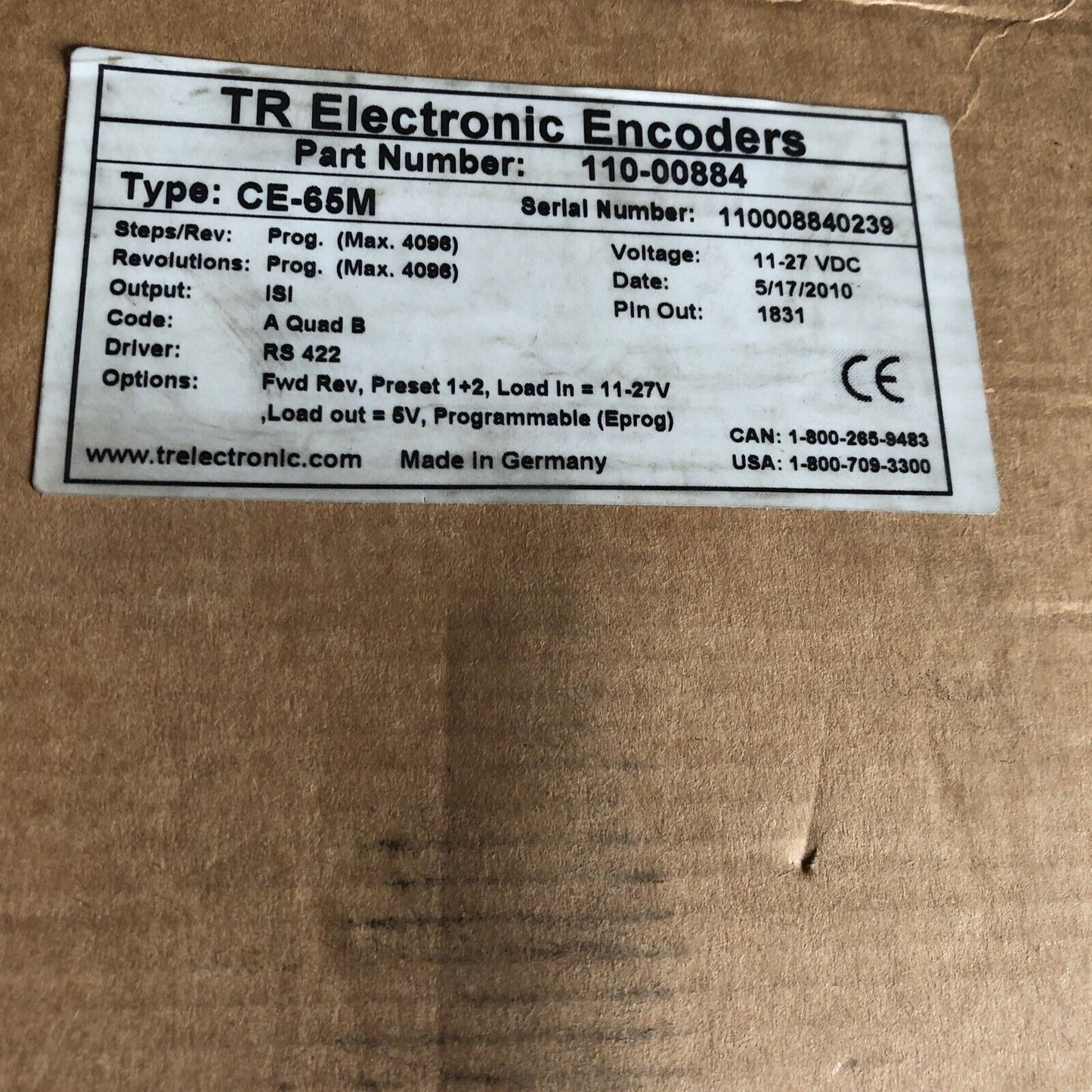 Tr Electronic Ce-65M,110-00884 Encoder Programmable Type,Be