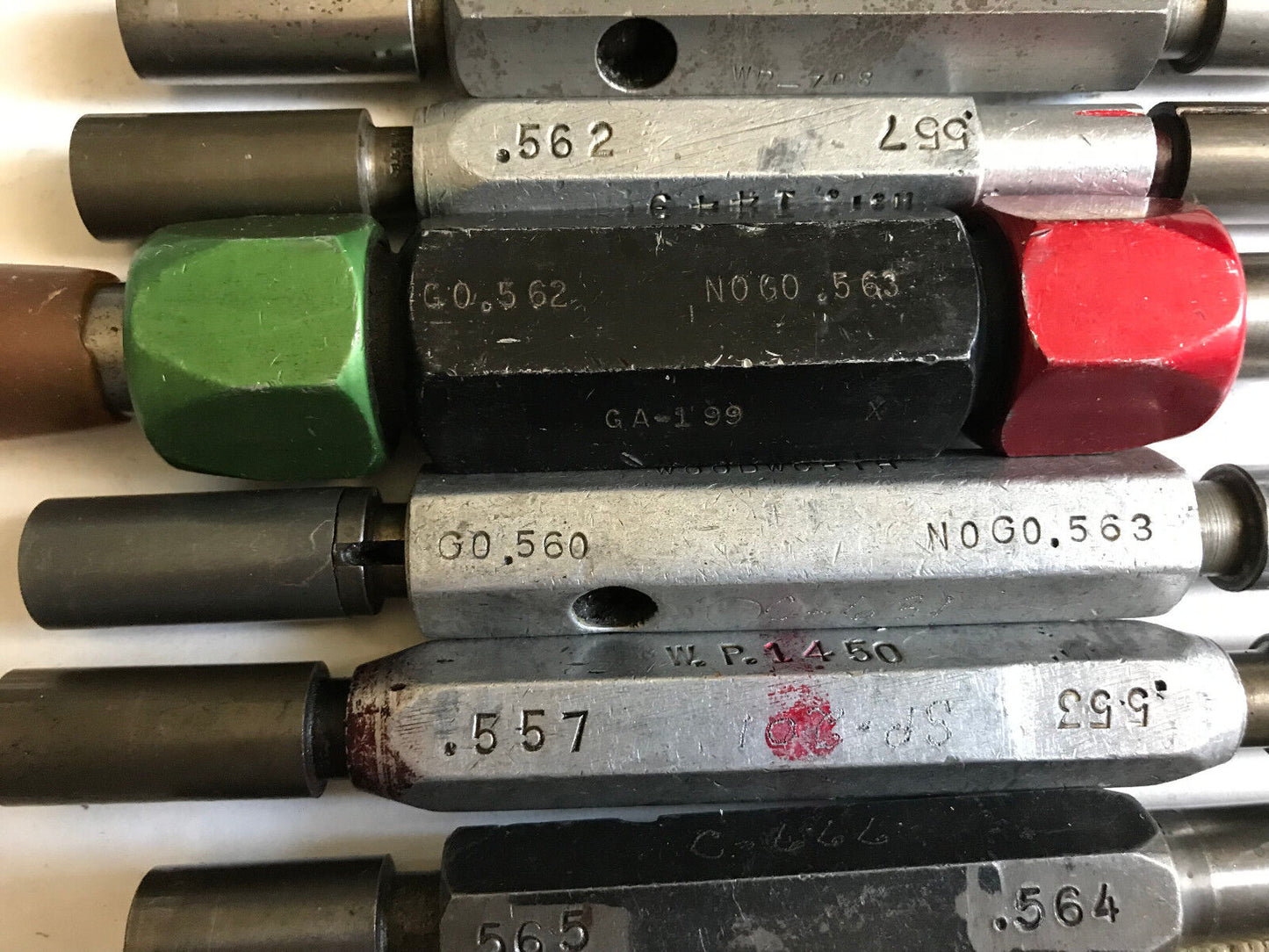 Lot The Pipe Machinery Go No Go Plug Gage .553,.557,.565,.562,.557,.555,.570,Et