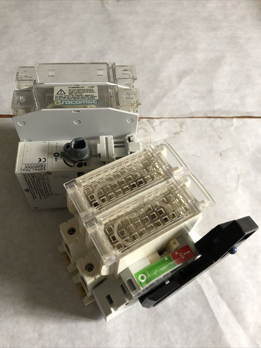 New Mixed Lot 2 Socomec Fuserbloc Socomec Switch 30A,J30a 600Vac 3Ph 250V,Ec