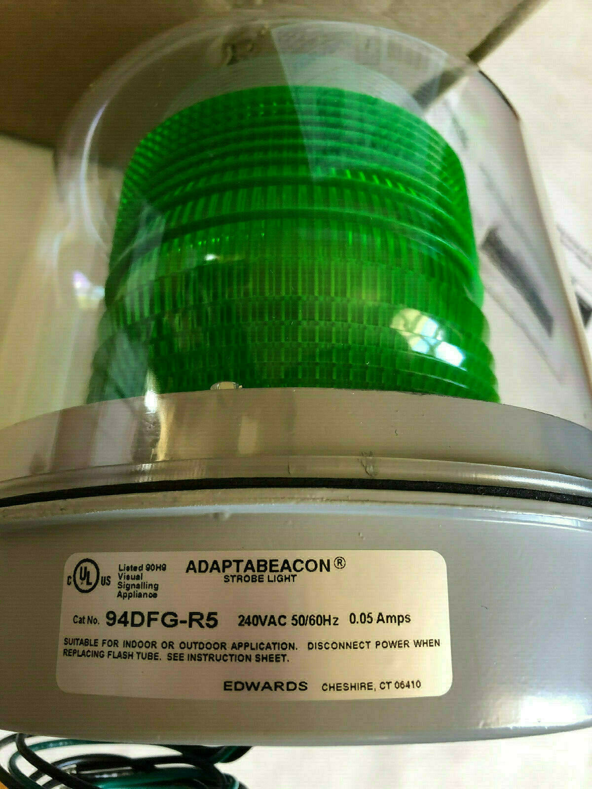 New  Edwards  94Dfg-R5 Strobe_Df_Grn_240Ac ,Adaptabeacon ,Cn,Sj