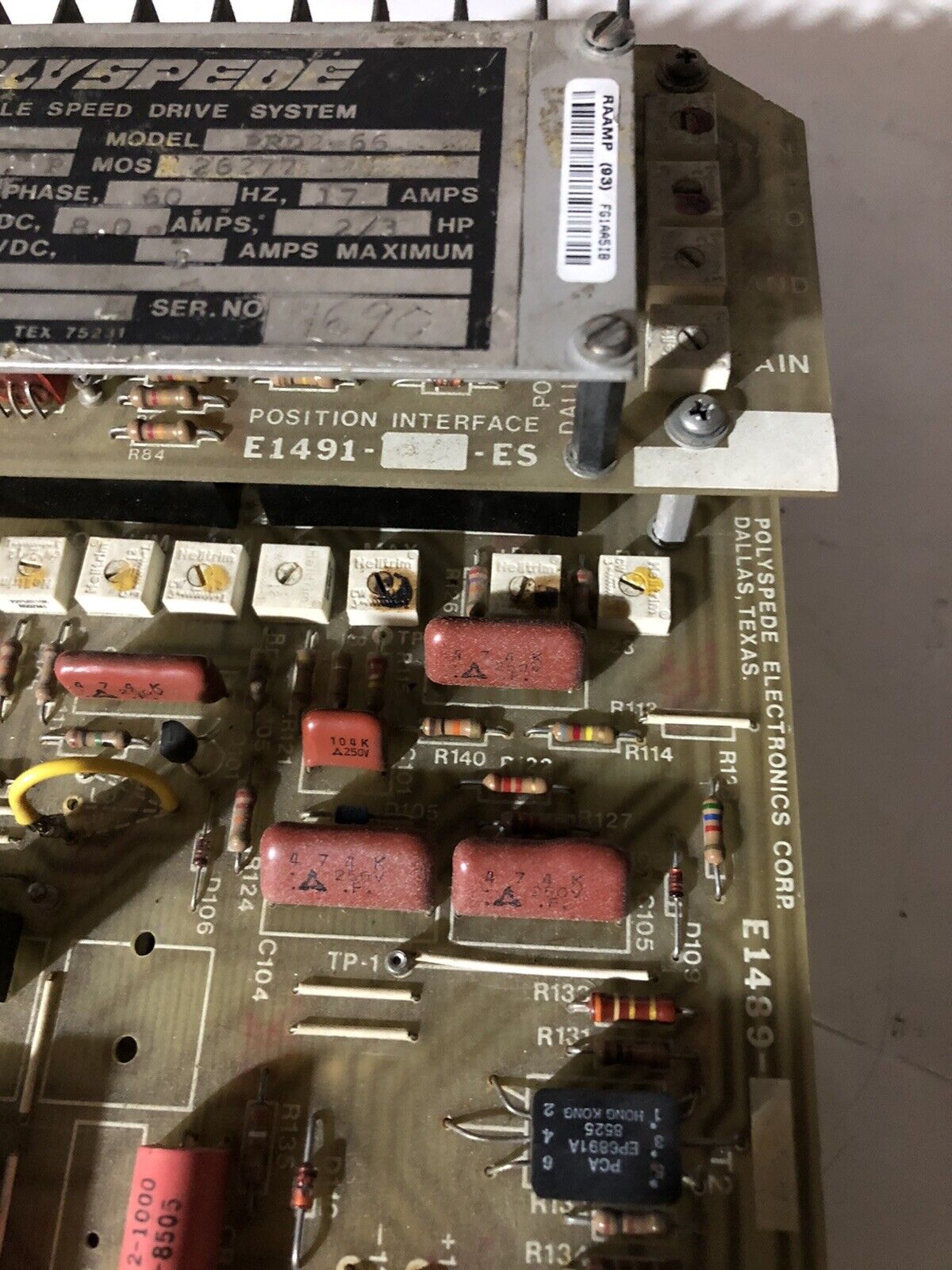 Polyspede Prd2 Prd2-66 Ac Drive,Option Si-1,P , E1489-01,E1491-01-Es,To