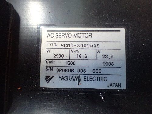 Yaskawa Sgmg-30A2aas, Servo Motor, 2900W, 1500Rpm,Ti