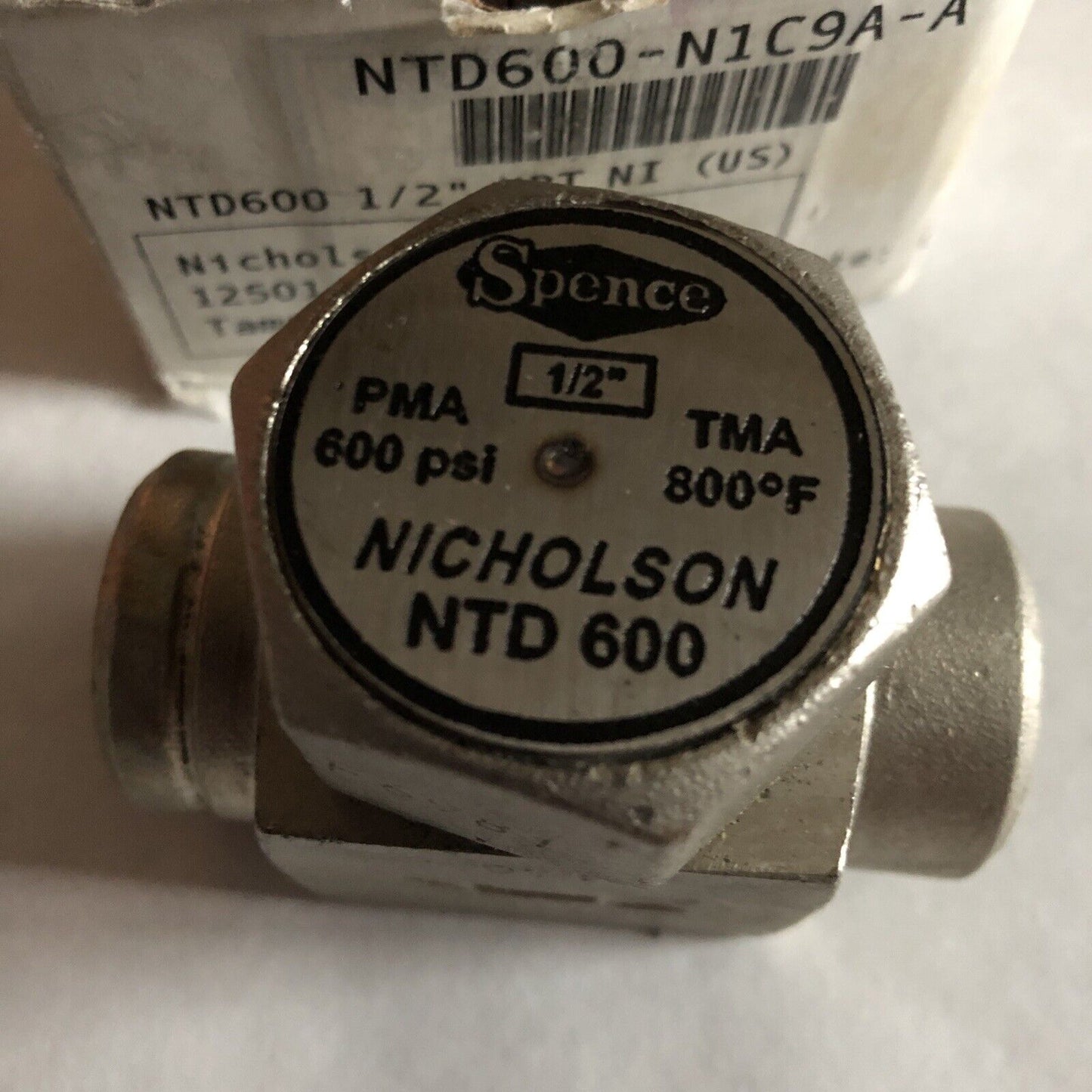 New 1/2” Spence Ntd600,Nicholson Ntd 600,800F,600Psi Thermodynamic Steam Trap,Bs