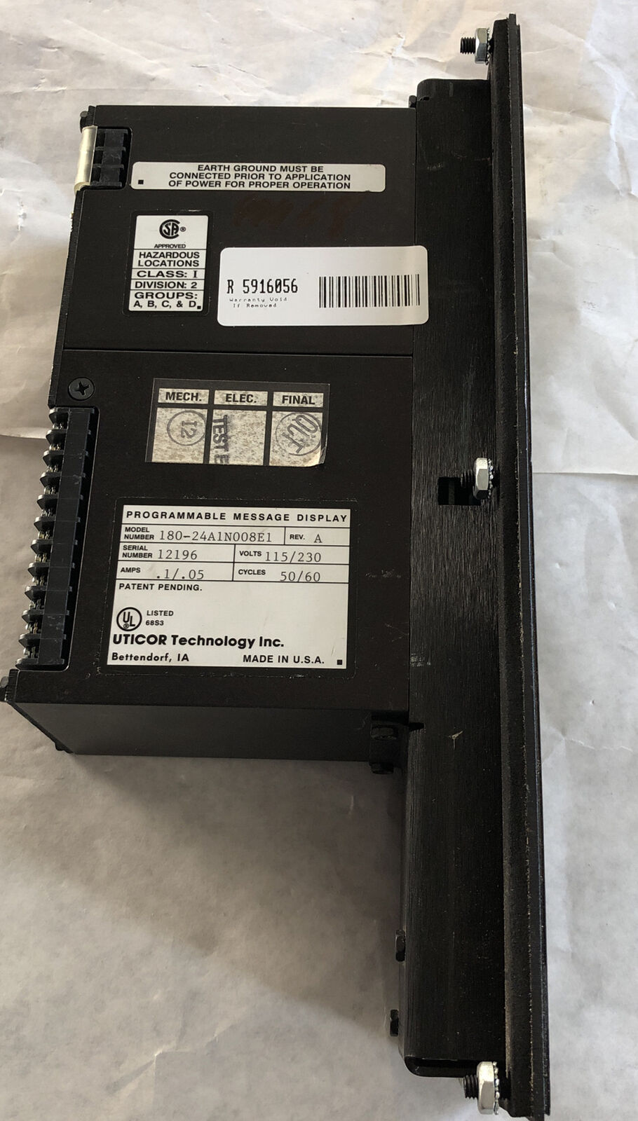 Uticor 180-24A1n008e1,Pmd 180, Avg Message Display .1/.05Amp 115/230V,Ee