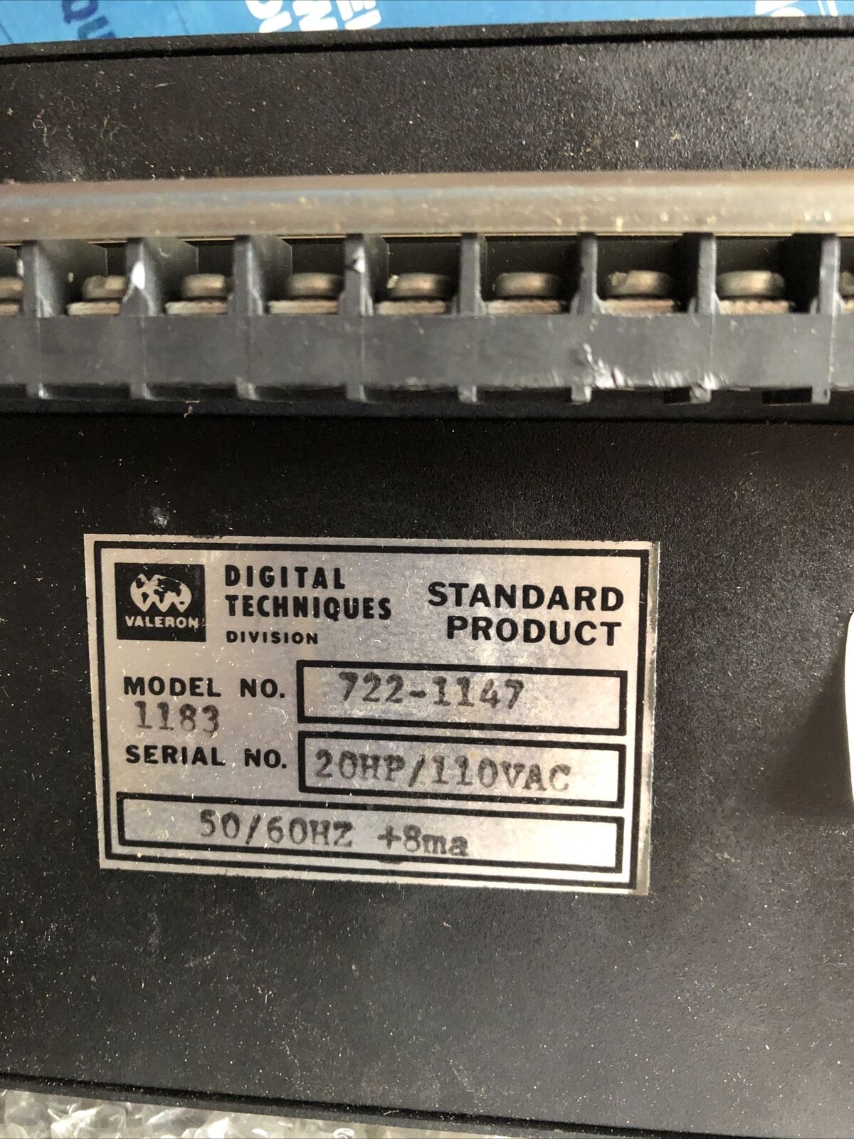 Valeron Digital Techniques 722-1147 1183 20Hp/110V 2-Way Limit Controller,Ak,Ep