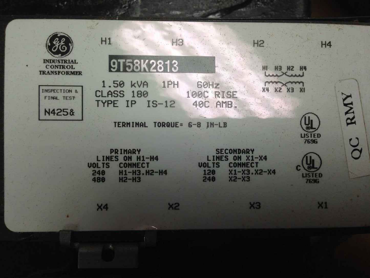 New Ge 9T58k2813 General Electric Transformer 240/480V Primary,Eg