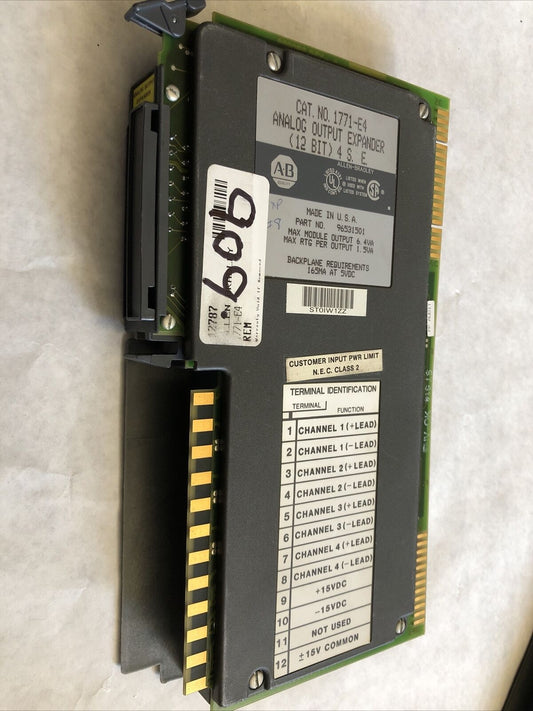 Allen Bradley 1771-E4,12 Bit Analog Output Expander Module A-B 1771-E4,Bf,Fj
