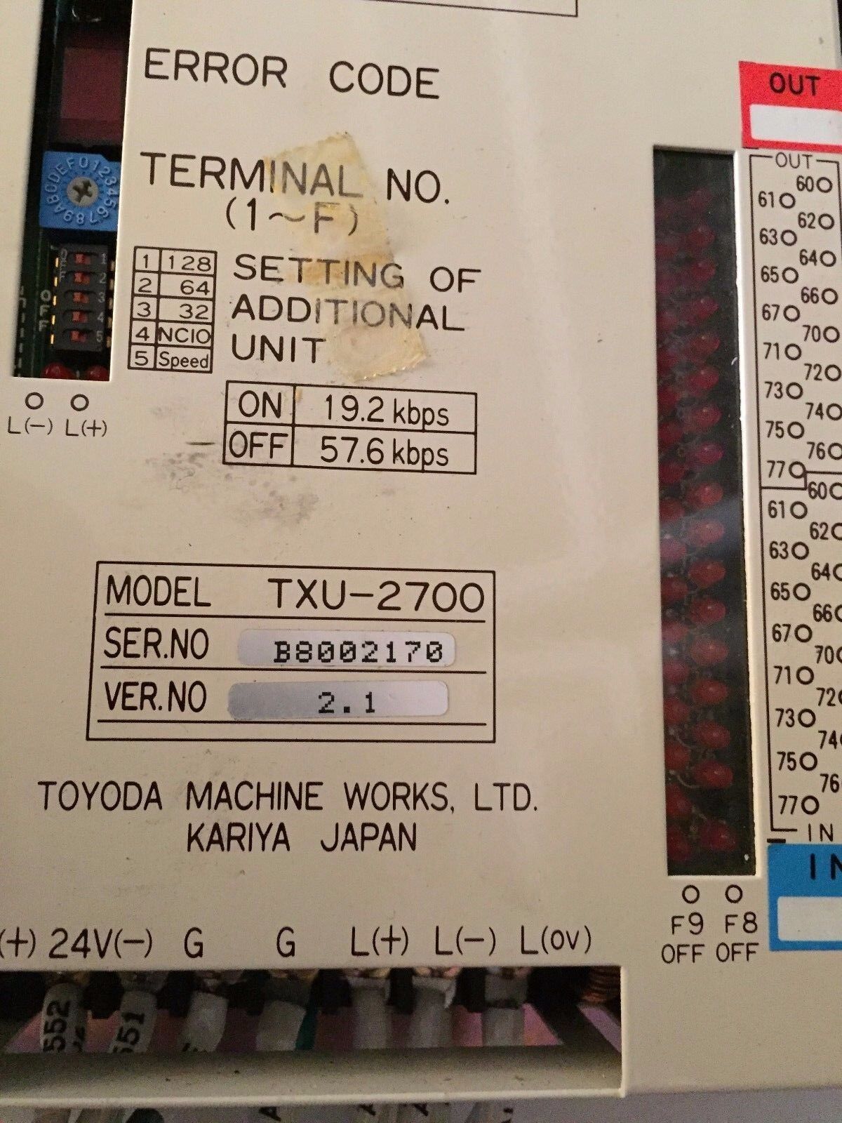 Toyoda Machine Txu-2700 Toyopuc 128Urt 2 Programming Module,Ax