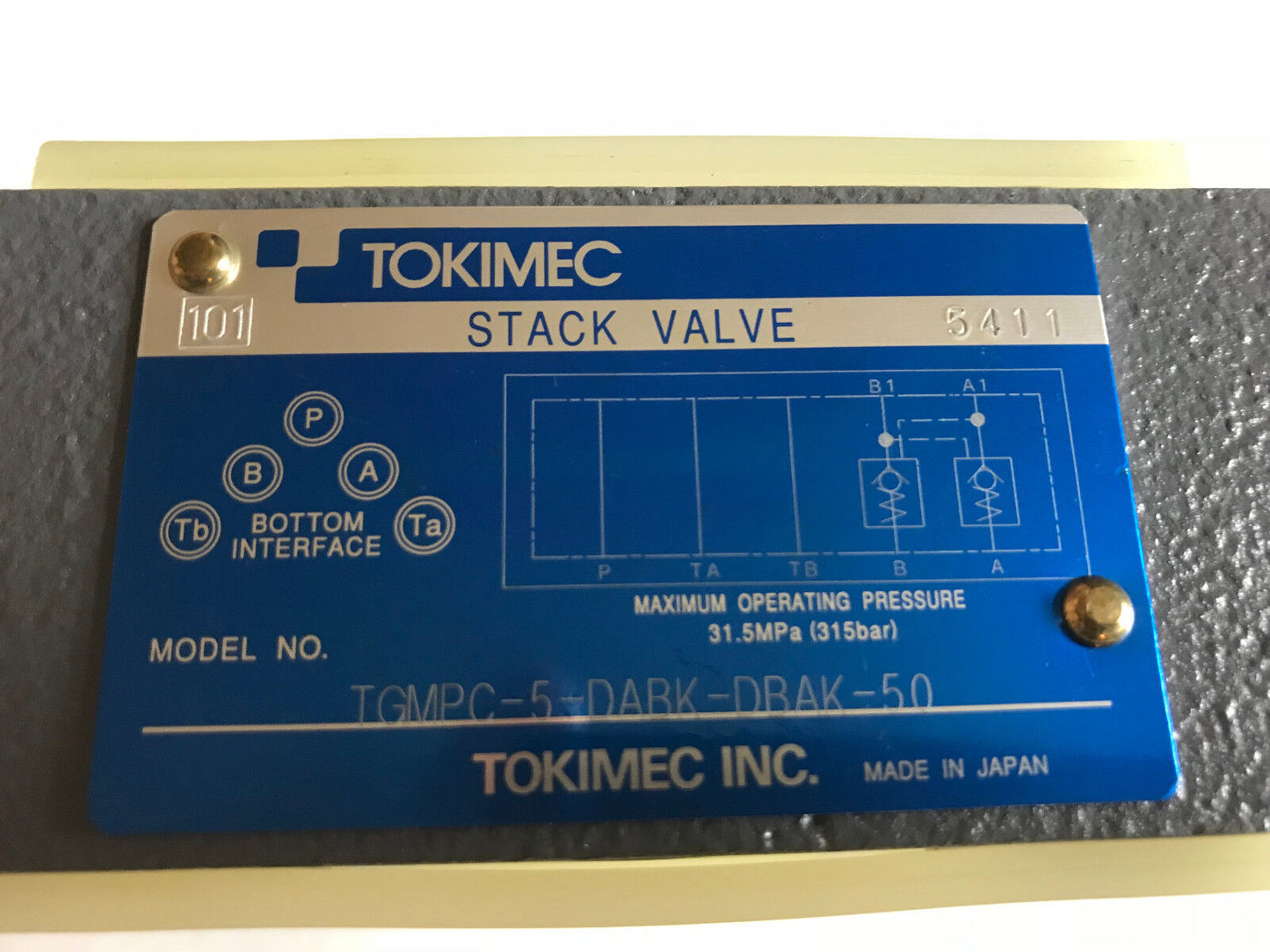 Tokimec Tgmpc-5-Dark-Dbak-50 Hydraulic Check Stack Valve,Tgmpc-5-Dark-Drak-50,Sb