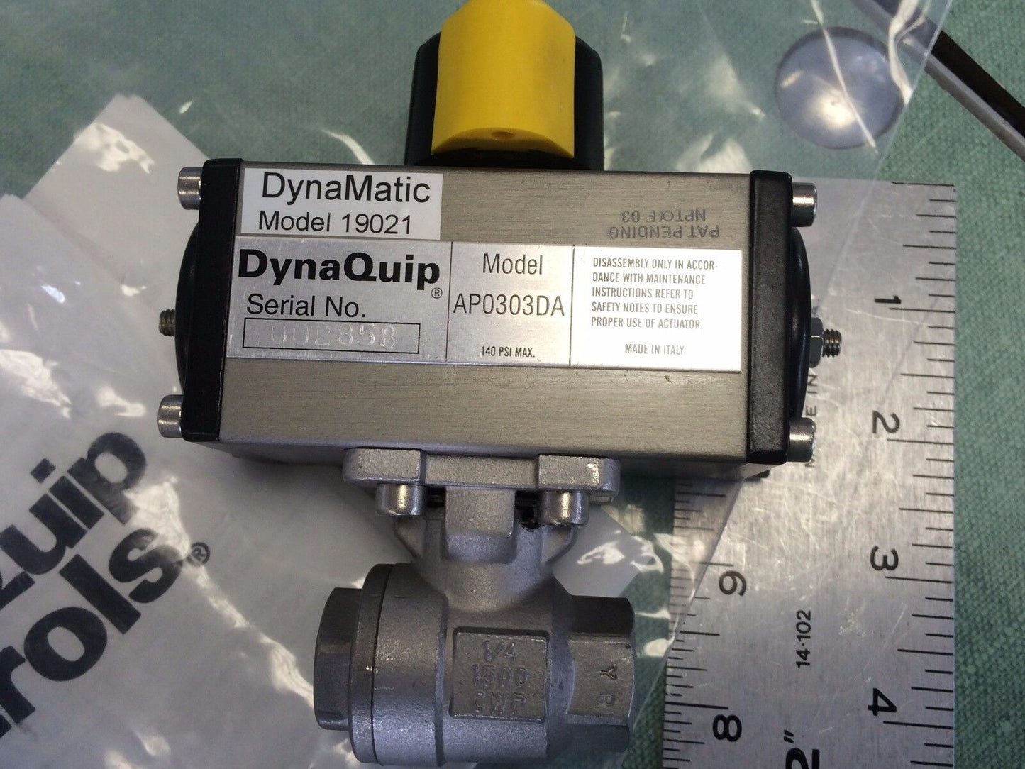 1/4 Npt Dyna Quip Ap0303da,Dynamatic 19021 Actuator 142Psig 10Bar -4-176Deg F,Cy