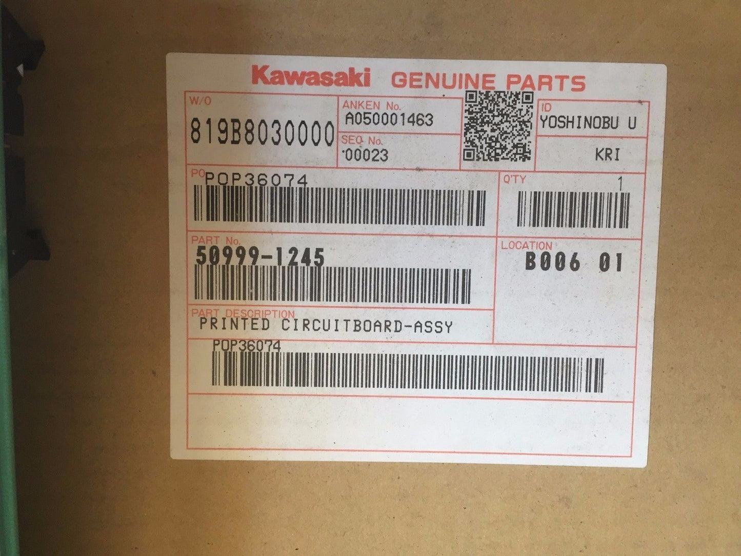 New Kawasaki 1Bx-51,Kawasaki 50999-1245 1Bx-11,1Bx-41,Robot Td58 Printed,Ea